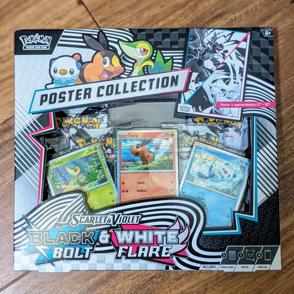 NEW Pokemon Black Bolt White Flare Unova Poster Collection, Factory Sealed Cards
